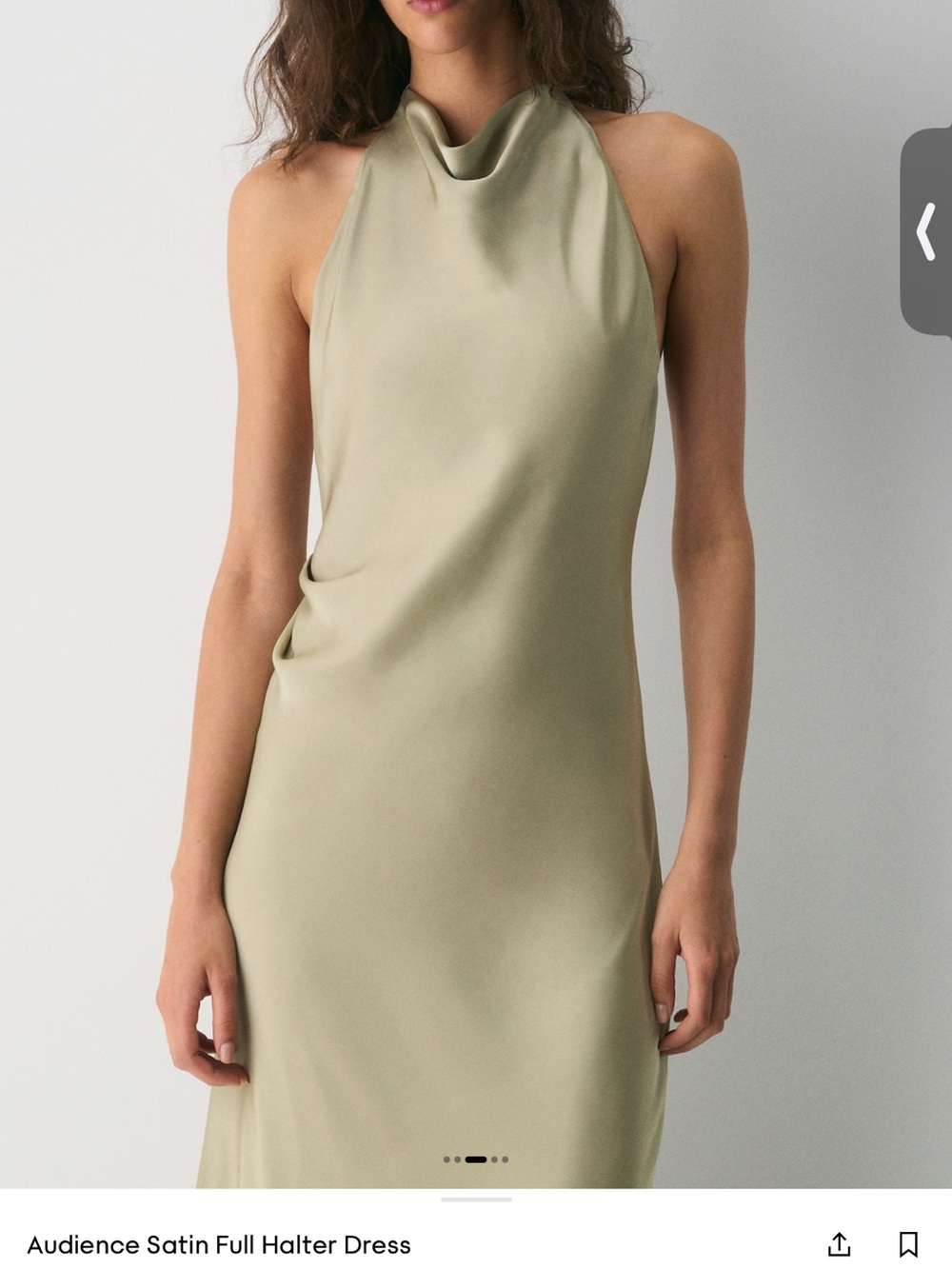 Aritzia Audience Satin Full Halter Dress in Sage